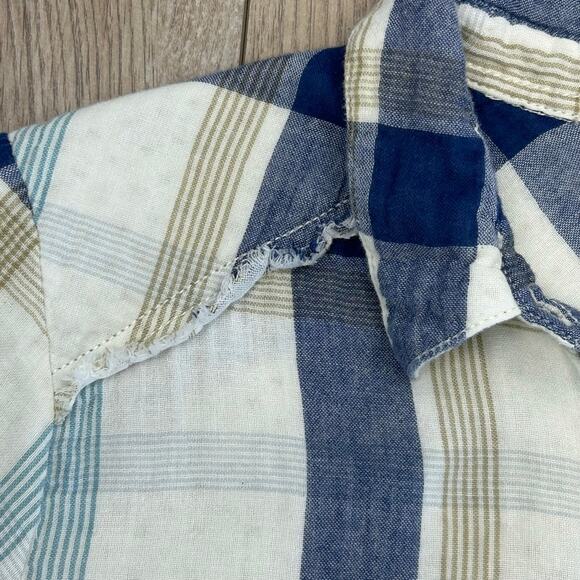 Dylan Ivory Plaid Frayed Hem Pocket Button Long Sleeve Sz S MSRP $120 - Picture 12 of 14